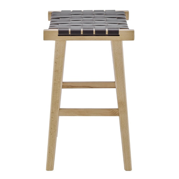 EuroStyle Evangeline Backless Counter Stool Solid Beech Frame Woven PU Seat Kitchen Island 39188-NAT