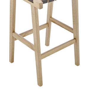 EuroStyle Evangeline Backless Counter Stool Solid Beech Frame Woven PU Seat Kitchen Island 39188-NAT