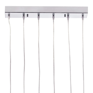 Homeroots Silver Kitchen Island Six Light Metal Led Ceiling Light With Shades   391881