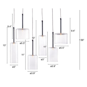 Homeroots Silver Kitchen Island Six Light Metal Led Ceiling Light With Shades   391881