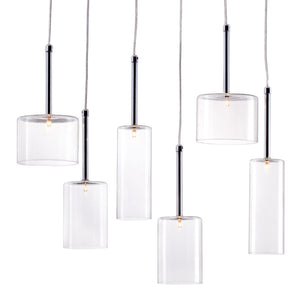 Homeroots Silver Kitchen Island Six Light Metal Led Ceiling Light With Shades   391881