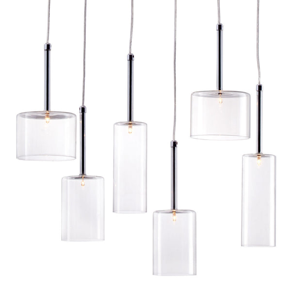 Homeroots Silver Kitchen Island Six Light Metal Led Ceiling Light With Shades   391881