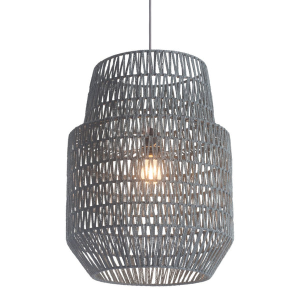 HomeRoots Gray Night Sky Zig Zag Ceiling Lamp - Handwoven Artisanal Design for Modern Elegance & Warm Glow 391883