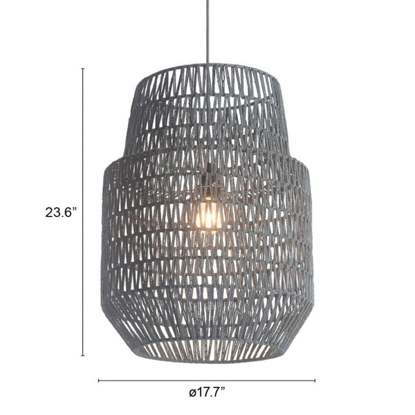 HomeRoots Gray Night Sky Zig Zag Ceiling Lamp - Handwoven Artisanal Design for Modern Elegance & Warm Glow 391883