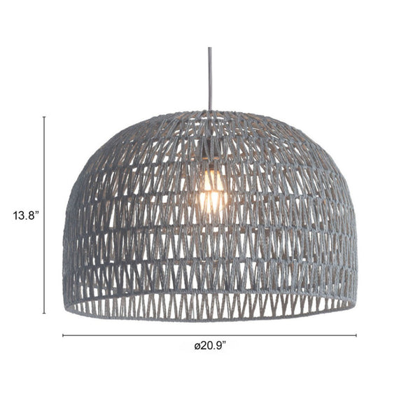 HomeRoots Gray Metal Lantern Ceiling Light - Dimmable Fixture with Fabric Shades for Elegant Ambiance 391884