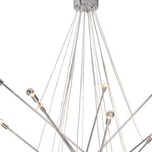 HomeRoots Silver Multi-Light Dimmable Chandelier - Elegant Chrome Frame with Clear Woven Wire, UL Listed 391886