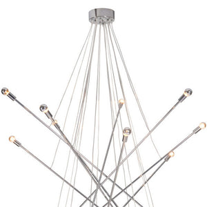 HomeRoots Silver Multi-Light Dimmable Chandelier - Elegant Chrome Frame with Clear Woven Wire, UL Listed 391886