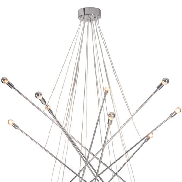HomeRoots Silver Multi-Light Dimmable Chandelier - Elegant Chrome Frame with Clear Woven Wire, UL Listed 391886