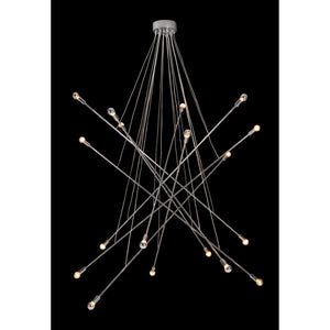 HomeRoots Silver Multi-Light Dimmable Chandelier - Elegant Chrome Frame with Clear Woven Wire, UL Listed 391886
