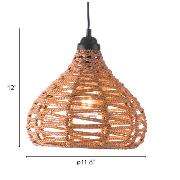 Homeroots Natural Lantern Metal Dimmable Ceiling Light With Natural Shades   391889