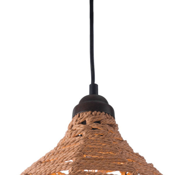 Homeroots Natural Lantern Metal Dimmable Ceiling Light With Natural Shades   391889