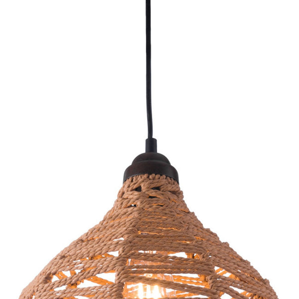 Homeroots Natural Lantern Metal Dimmable Ceiling Light With Natural Shades   391889