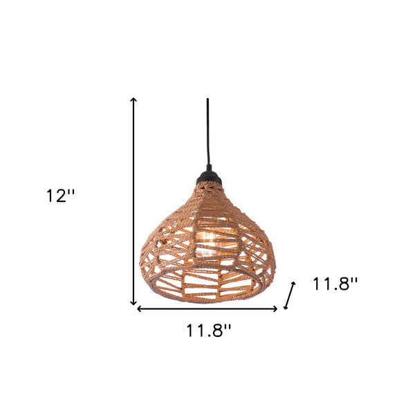 Homeroots Natural Lantern Metal Dimmable Ceiling Light With Natural Shades   391889