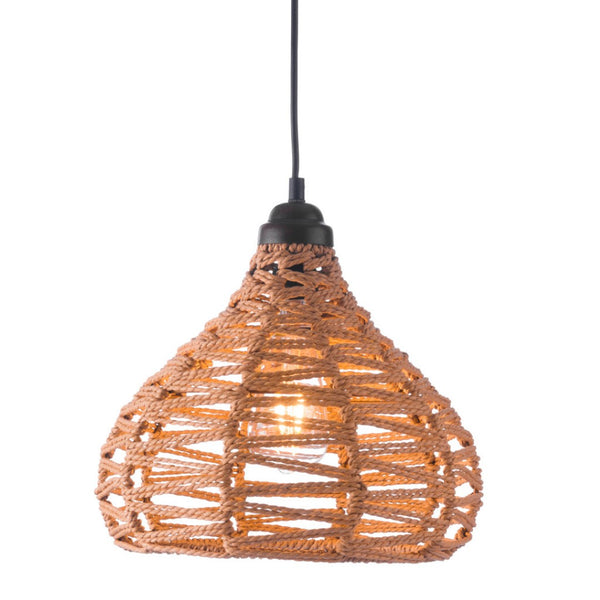 HomeRoots Natural Dimmable Metal Lantern Ceiling Light with Adjustable Length, Warm Shade, and Elegant Design 391889