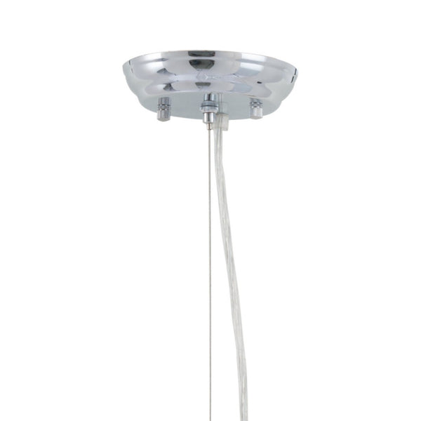 HomeRoots Silver Metal Lantern Chandelier with Adjustable Crystals and Polished Shades for Glamorous Spaces 391893