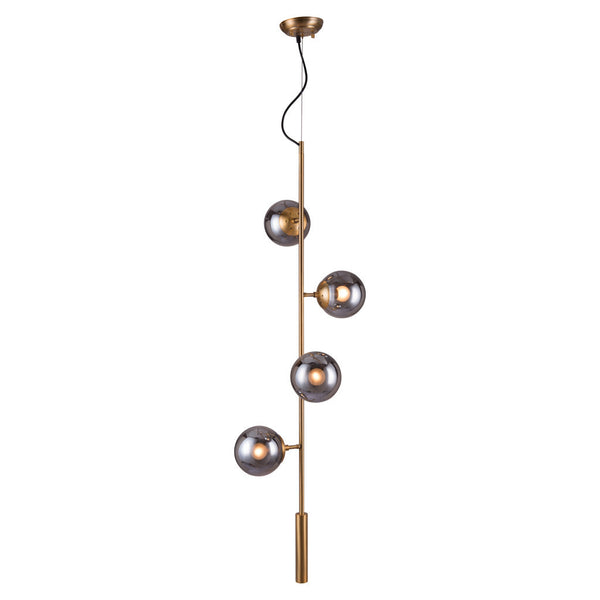 Homeroots Gold Shaded Four Light Metal Dimmable Ceiling Light With Clear Shades   391906
