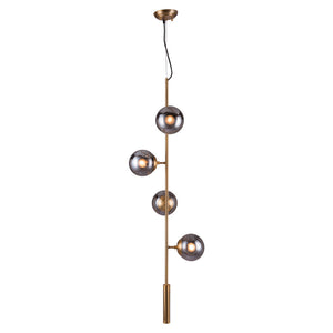 Homeroots Gold Shaded Four Light Metal Dimmable Ceiling Light With Clear Shades   391906