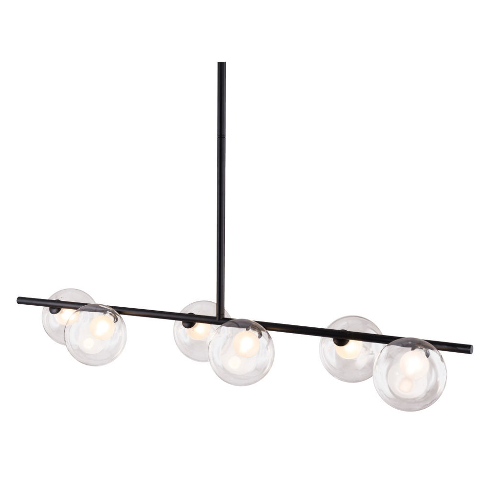 Homeroots Black Kitchen Island Six Light Metal Ceiling Light   391907
