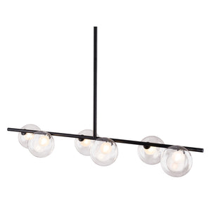 Homeroots Black Kitchen Island Six Light Metal Ceiling Light   391907