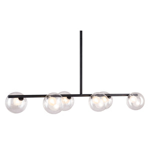 Homeroots Black Kitchen Island Six Light Metal Ceiling Light   391907