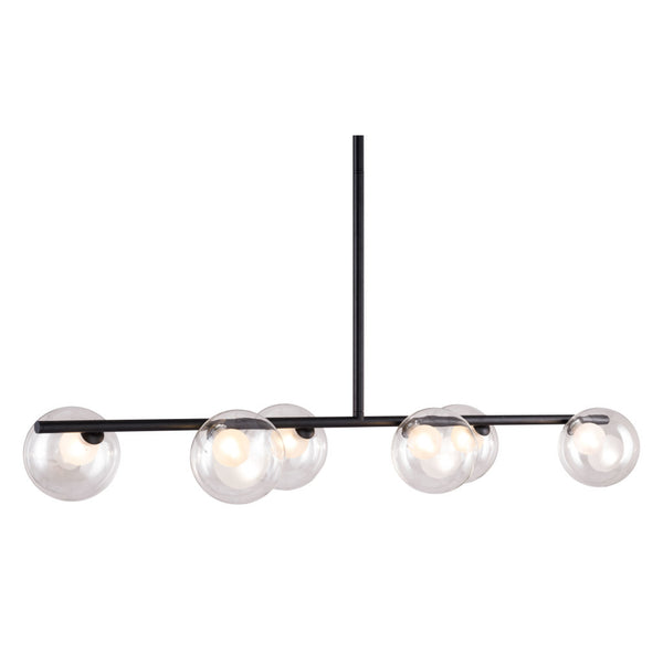 Homeroots Black Kitchen Island Six Light Metal Ceiling Light   391907