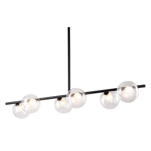 Homeroots Black Kitchen Island Six Light Metal Ceiling Light   391907