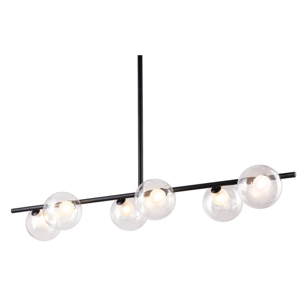 Homeroots Black Kitchen Island Six Light Metal Ceiling Light   391907