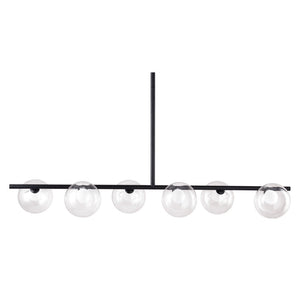Homeroots Black Kitchen Island Six Light Metal Ceiling Light   391907
