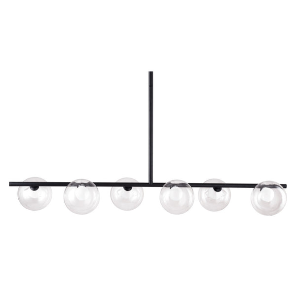 Homeroots Black Kitchen Island Six Light Metal Ceiling Light   391907