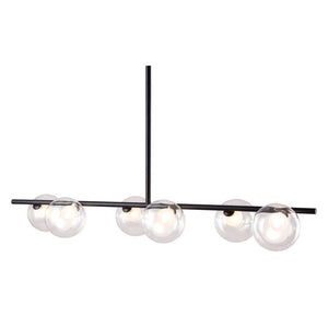 Homeroots Black Kitchen Island Six Light Metal Ceiling Light   391907