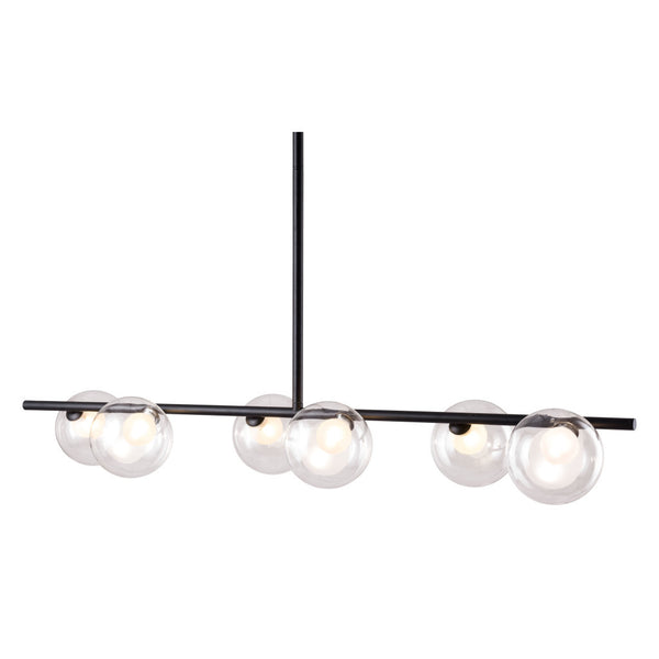 Homeroots Black Kitchen Island Six Light Metal Ceiling Light   391907
