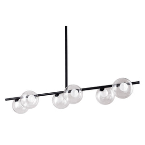 Homeroots Black Kitchen Island Six Light Metal Ceiling Light   391907