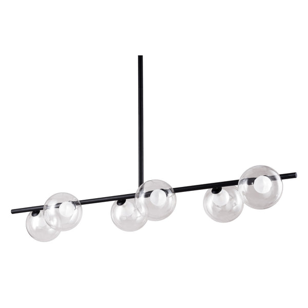 Homeroots Black Kitchen Island Six Light Metal Ceiling Light   391907