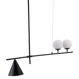 Homeroots Black Kitchen Island Three Light Metal Chandelier With Black And White Shades   391908
