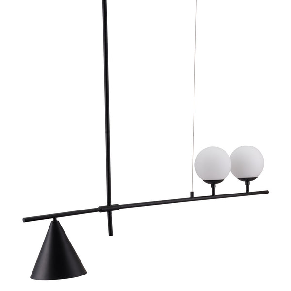 Homeroots Black Kitchen Island Three Light Metal Chandelier With Black And White Shades   391908