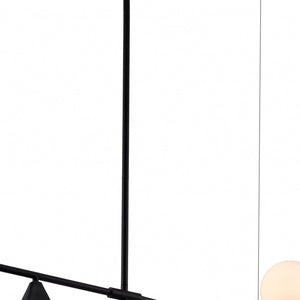 Homeroots Black Kitchen Island Three Light Metal Chandelier With Black And White Shades   391908