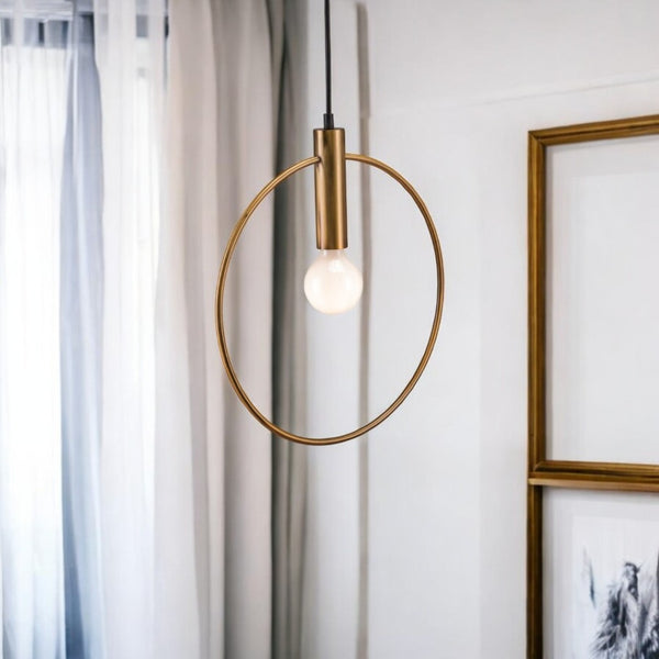 HomeRoots Gold Ring Metal Dimmable Chandelier - Elegant Adjustable Lighting for Modern Spaces & Cozy Ambiance 391910