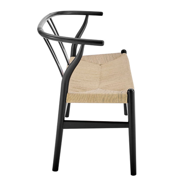 EuroStyle Evelina Loveseat Black Stained Frame and Natural Rush Seat