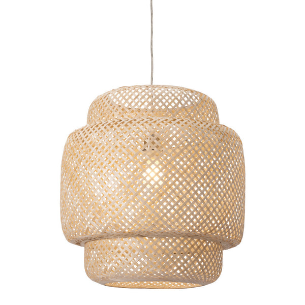 Homeroots Natural Boho Weave Ceiling Lamp   391924