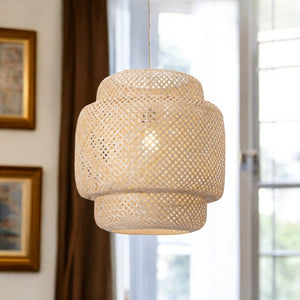 HomeRoots Natural Boho Weave Ceiling Lamp – Elegant Straw Design with Gold Frame for Cozy Ambient Lighting 391924