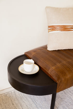 HomeRoots Warm Brown Leather and Solid Wood Entryway Bench – Stylish Seating with Durable Craftsmanship & Versatility 391925