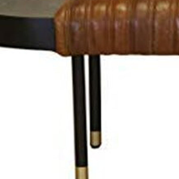 HomeRoots Warm Brown Leather and Solid Wood Entryway Bench – Stylish Seating with Durable Craftsmanship & Versatility 391925
