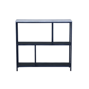 Homeroots 30" Black And White Iron Three Tier Geometric Bookcase   391926