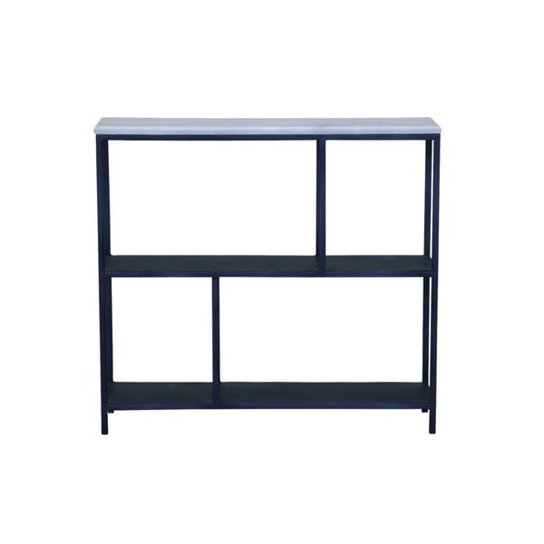 Homeroots 30" Black And White Iron Three Tier Geometric Bookcase   391926