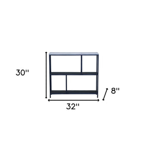 Homeroots 30" Black And White Iron Three Tier Geometric Bookcase   391926