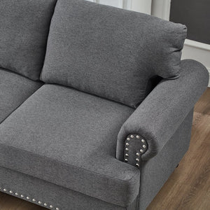 English Elm 59.5" Modern Classic Loveseat Sofa with Storage, Solid Wood Frame, Coil Springs & Removable Covers Grey W1097S00170