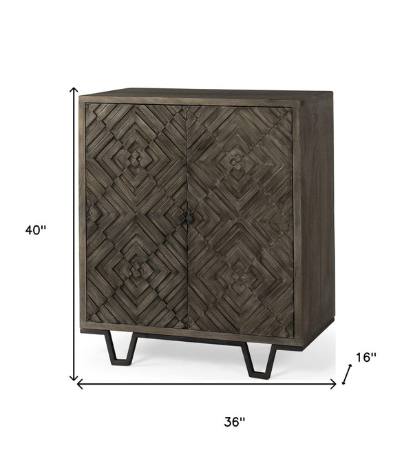 HomeRoots 16" Stylish Black and Dark Brown Accent Cabinet with Shelf - Modern Storage Solution for Any Room 391967