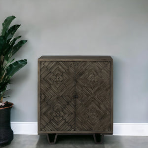 Homeroots 16" Black And Dark Brown Accent Cabinet With One Shelf  Solid Wood 391967