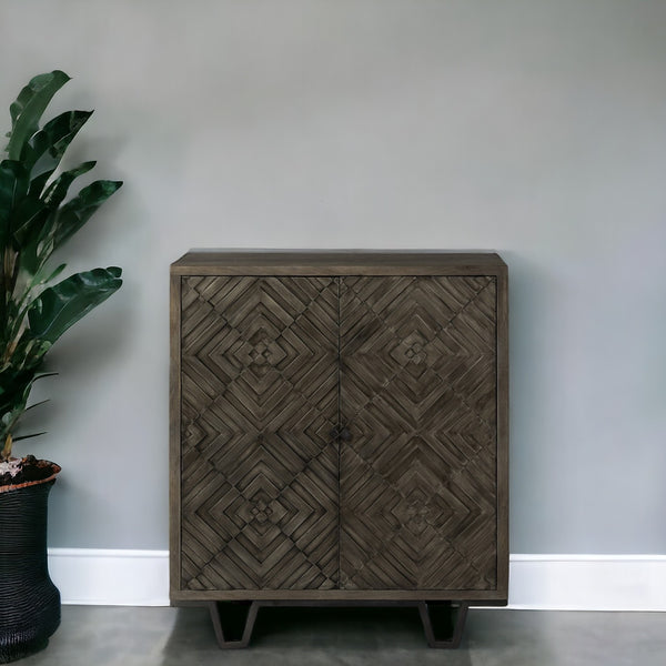 Homeroots 16" Black And Dark Brown Accent Cabinet With One Shelf  Solid Wood 391967