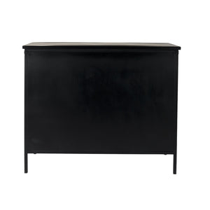 HomeRoots 41" Black Iron Sideboard with Glass Doors - Modern Storage Solution for Home Organization & Style 391981